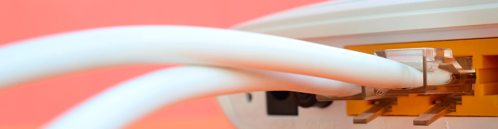 The Internet cable plugs are connected to the Internet router, which lies on a bright orange background. Items required for Internet connection